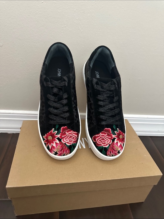 Johnny Was Shoes - Johnny Was Black Leopard Floral Sneakers